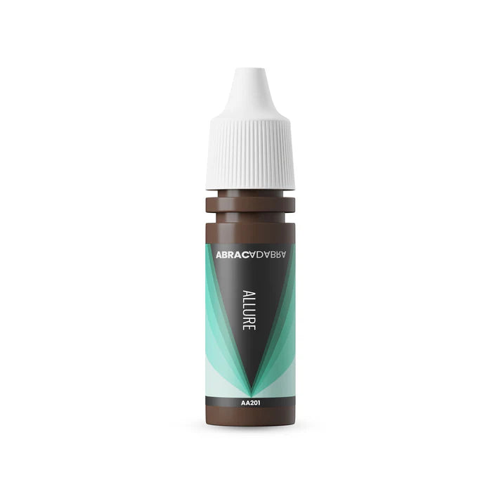 Pigment bottle with Abracadabra Allure branding on a white background