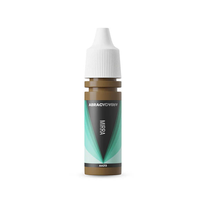 Pigment bottle with Abracadabra Mirra branding on a white background