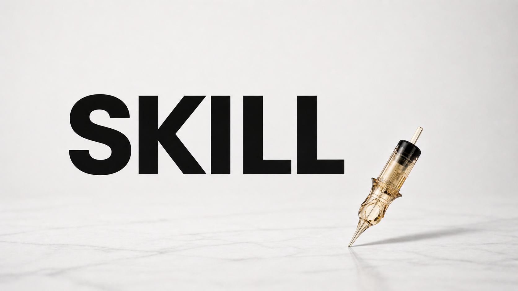 Tattoo needle cartridge  on a white background, branded 'Skill'.