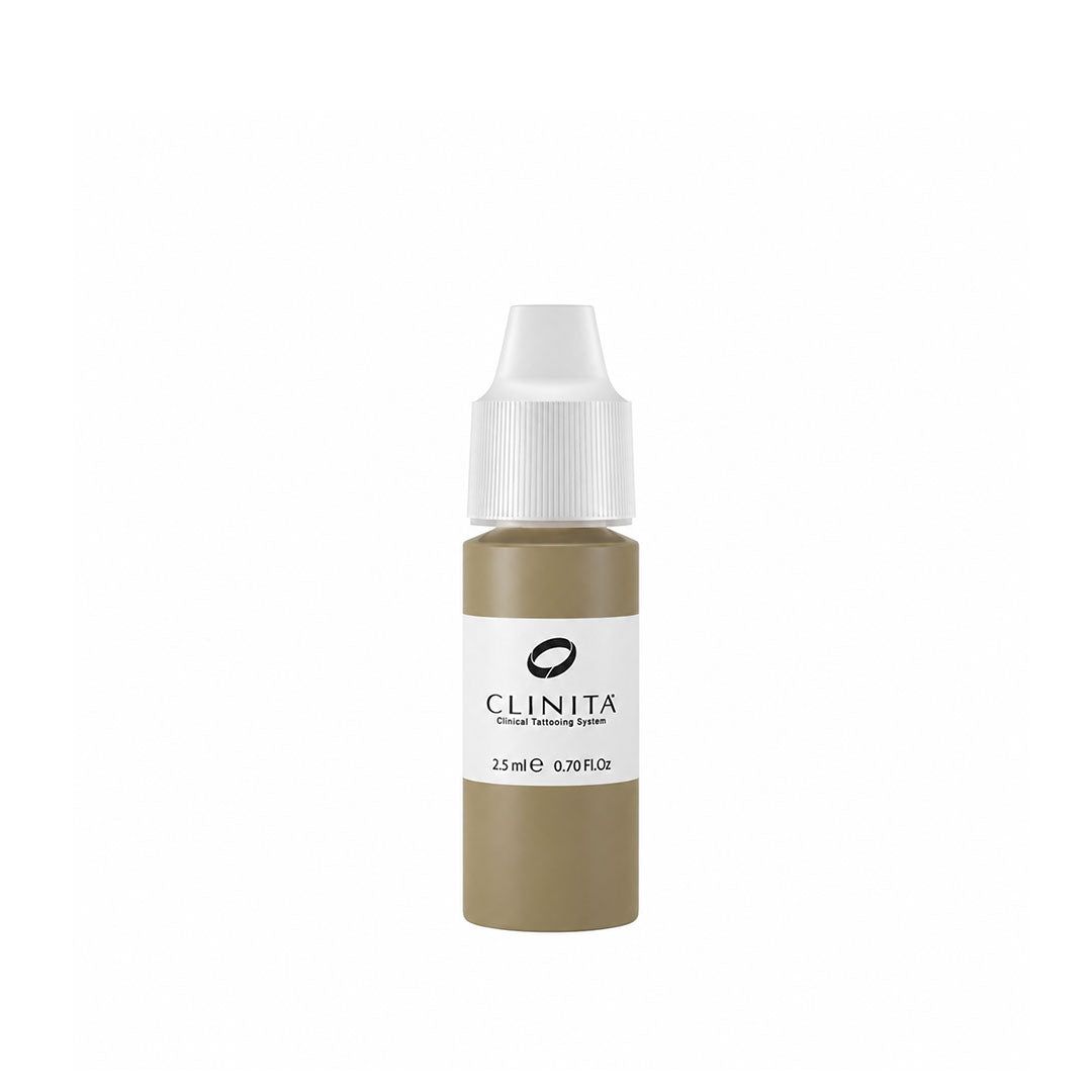 Permanent makeup nutty ink bottle with white cap on a white background, featuring the brand 'CLINITA'.